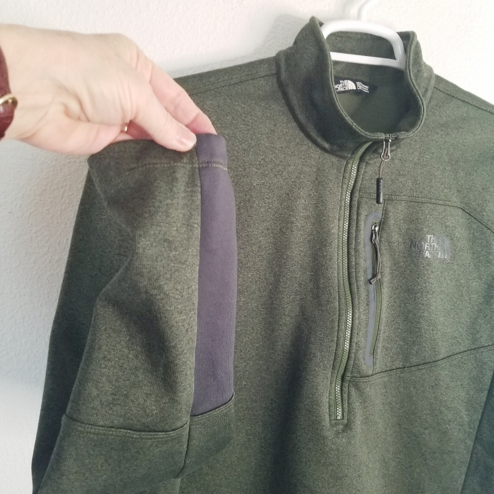The North Face Green Thermal Jacket Fleece Lined Half Zip Mens L - Picture 6 of 8